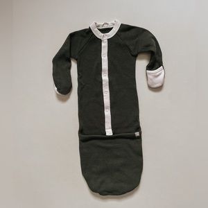 Goumi Waffle Knit Thermal Gown Pine Green 3-6M